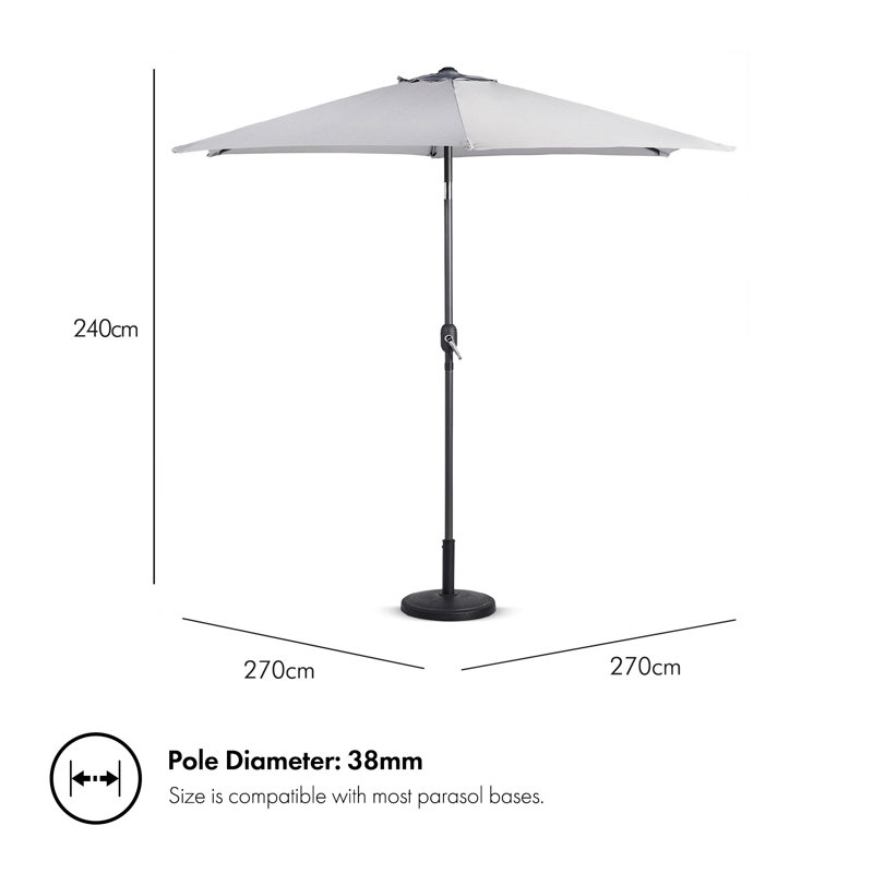 270cm Market Parasol, Grey