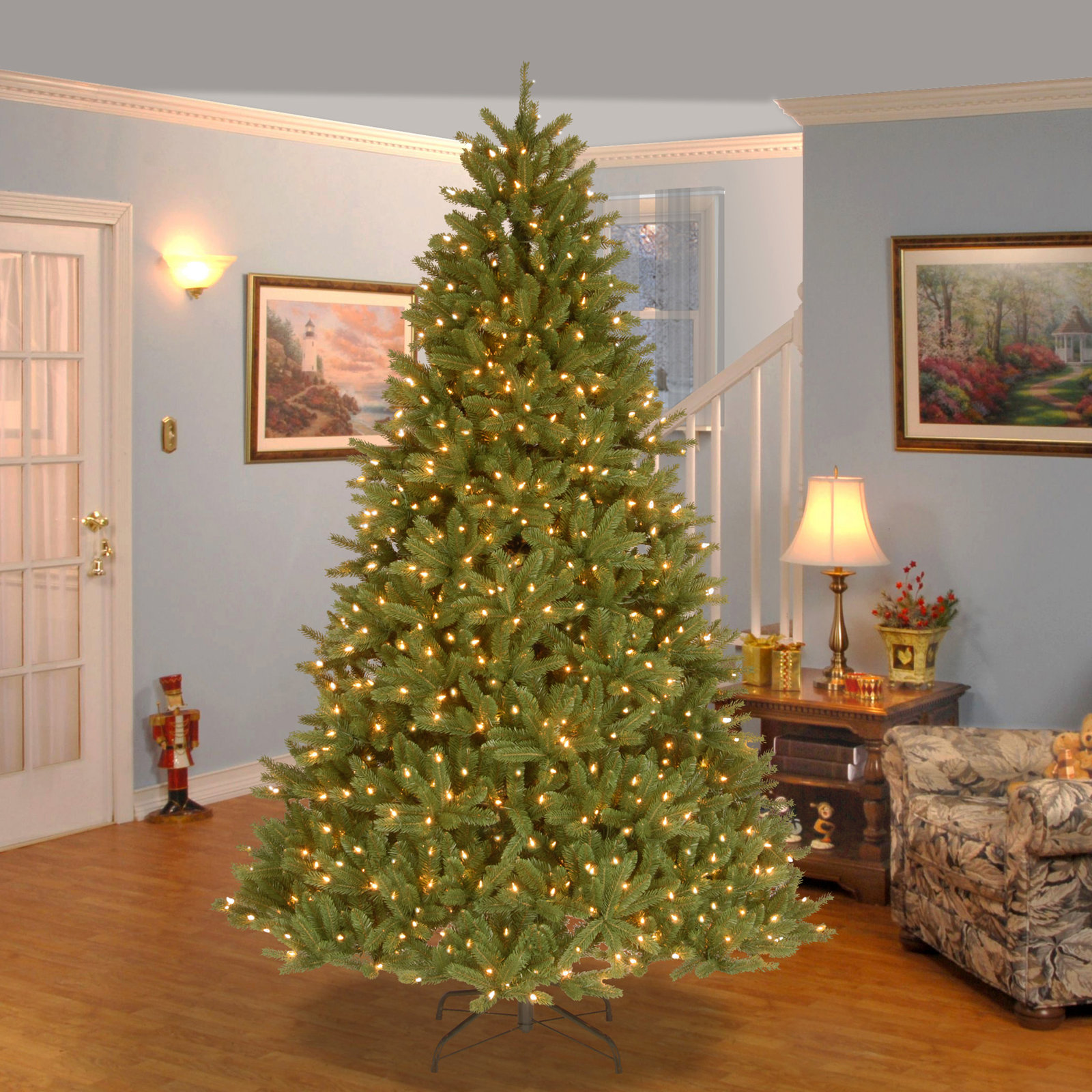 Cashmere Flocked 9' Pre-Lit Fir Tree, 7.5' H