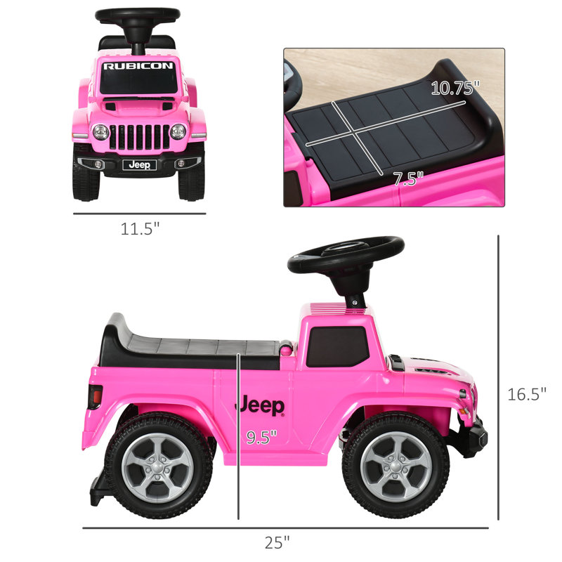 Pink Toddler Ride-On Jeep with Engine Sounds and Storage