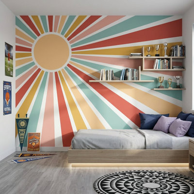 Mid Century Modern Wallpaper Retro Geometric Removable Wall Decor