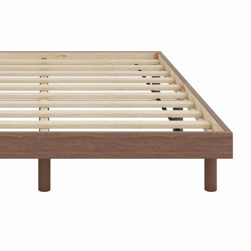 Modern Design Floating Platform Bed Frame, Full, White Washed