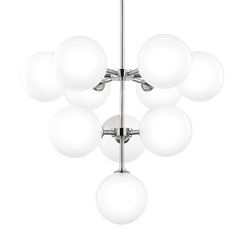 Salonko 10 - Light Tiered Chandelier, Polished Nickel