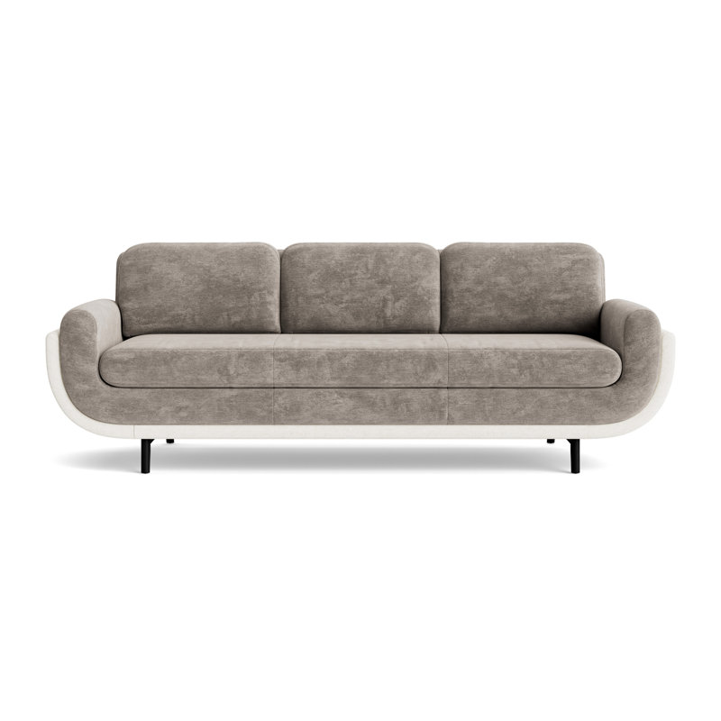 Regatta 100 Sofa, Vintage Chenille - Mink/Textured Slub Weave- Linen, Black