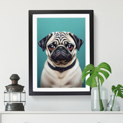 Pug Dog Portrait - Single Picture Frame Print