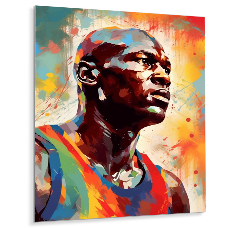 Basketball Portrait I - Décoration murale en métal Basketball, H 40 po x l 30 po x P 1 po