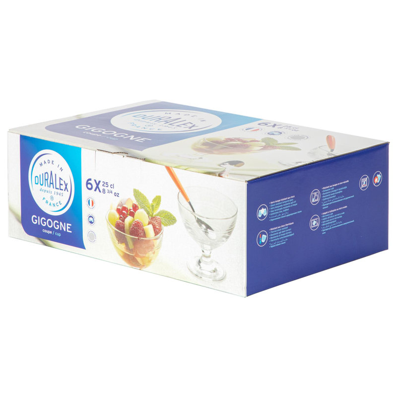 Duralex - Gigogne Glass Ice Cream Bowls - 250ml Stem Dishes for Dessert, Sundae