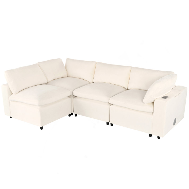 Innovative Upholstered Modular Sofa With Storage, Charging Ports And Bluetooth Speaker For Modern Living Spaces