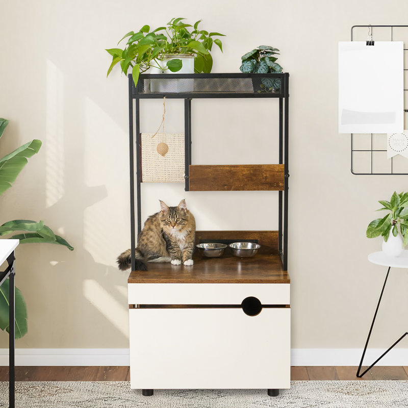 Enceinte de litière multifonctionnelle pour chat avec tour d'arbre à chat