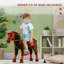 «Ride On Horse For Kids 3-8 Years Old», cheval de course pour tout-petits avec son hennissement, jouet poney avec selle et étriers, brun