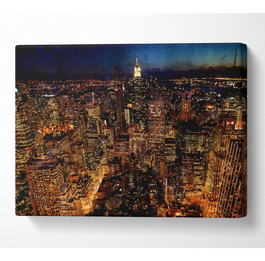 Manhattan Night Life Glow - Kunstdrucke auf Leinwand