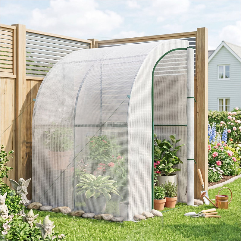 Serre blanche avec design fonctionnel pour l'extérieur, 22,1 po x 18,3 po x 32,9 po, revêtement en PE et acier