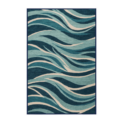 Washable Ocean Spray Hawaiian Area Rug