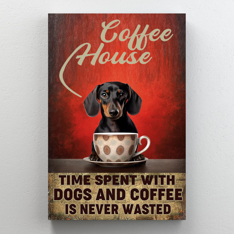 " Dachshund Coffee House ", 14" H x 11" W x 1.25" D
