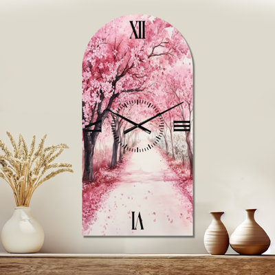 Blossom Tree Lane - Botanical Non-Ticking Arched Metal Wall Clock