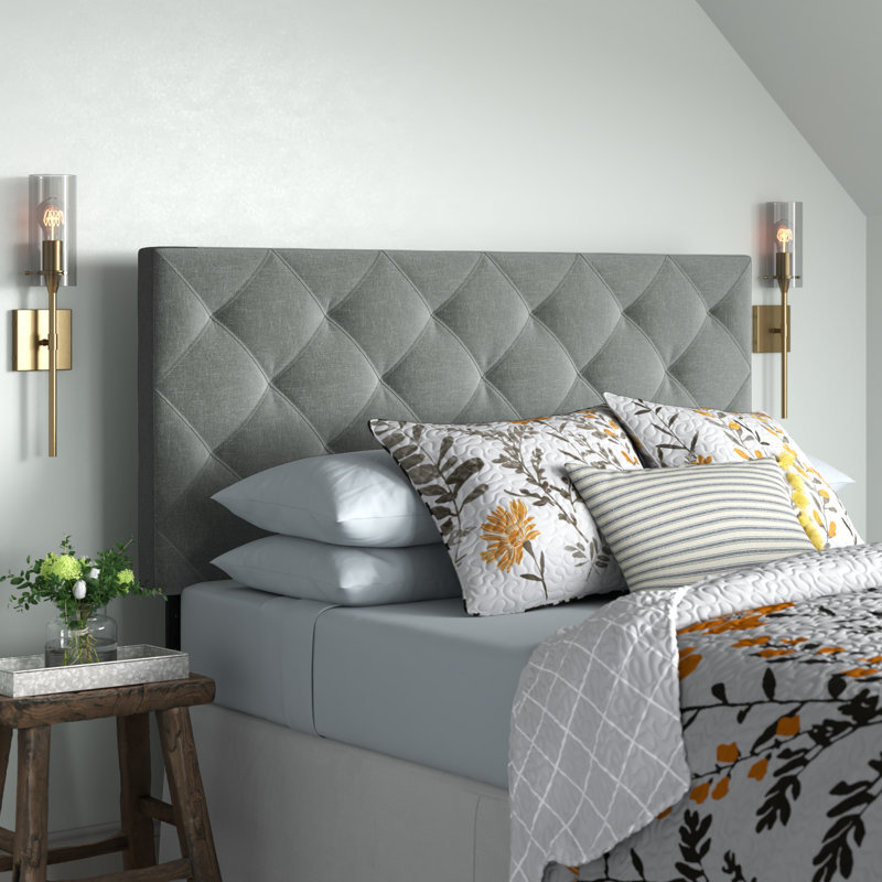 Theodore Queen Linen Tufted Headboard, Gray