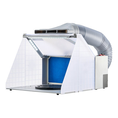 Portable Airbrush Spray Booth with LED Lights & Flexible Exhaust Hose - Professional Hobby Paint Station for Models, Crafts, and DIY Projects