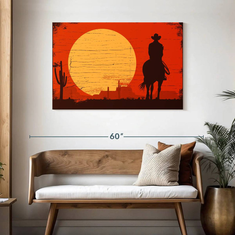 Silhouette de cowboy Lelar, H 30 po x l 45 po