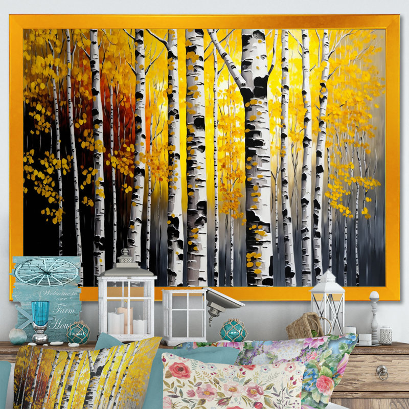 Into A Golden Birch Forest VI - Art mural sur toile paysage, H 30 po x l 40 po x P 1,5 po