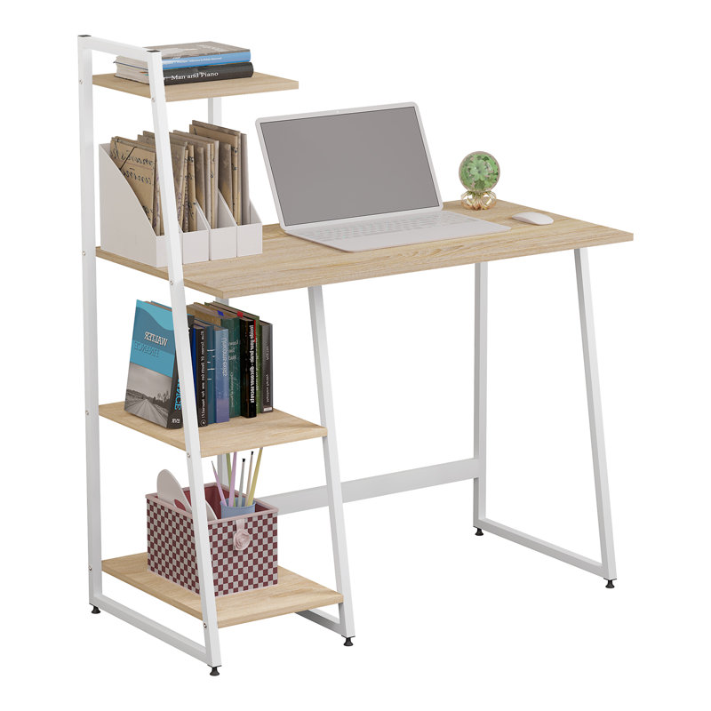 Khadeja Metal Base Writing Desk, Oak/White