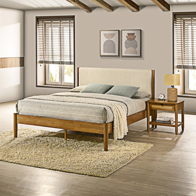 Wood Platm Bed With Nightstand