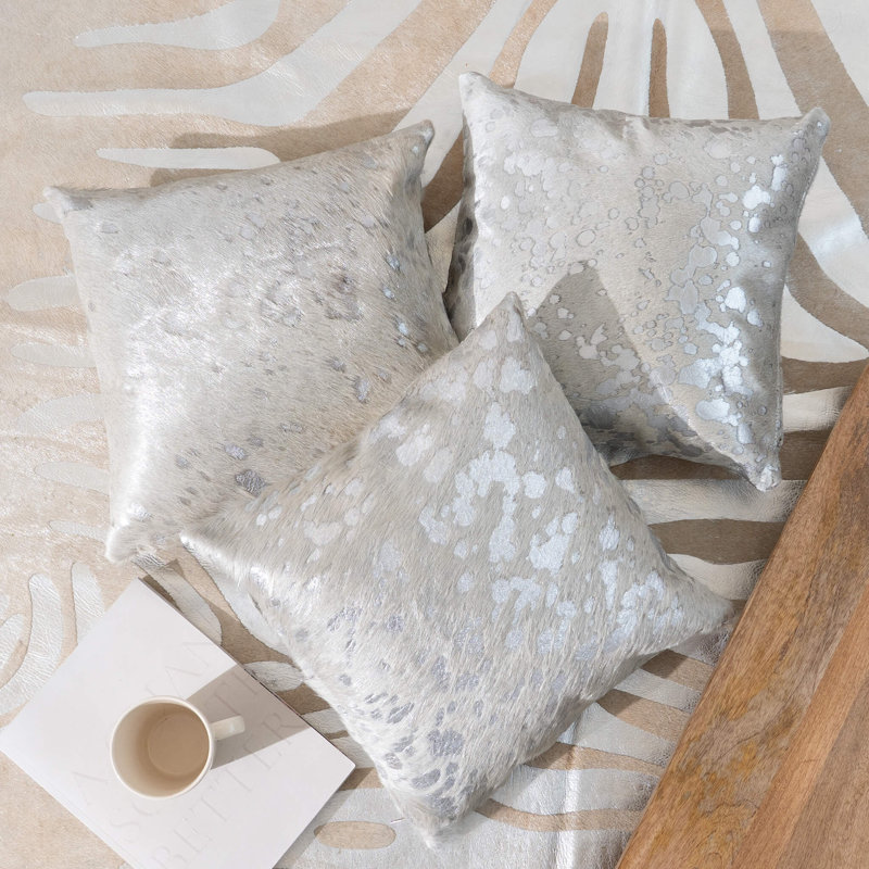 Square Pillow Cover & Insert, Silver Metallic
