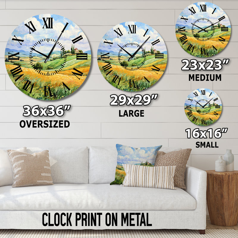 Horloge murale Vangogh Rolling Hills I - Vangogh, Surdimensionné