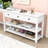 Exton Mid-Century Console Table with Storage Drawers and Open Shelves-325628263