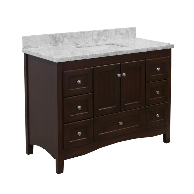 Edber 48'' Single Bathroom Vanity with Top, Carrara Marble, Chocolate