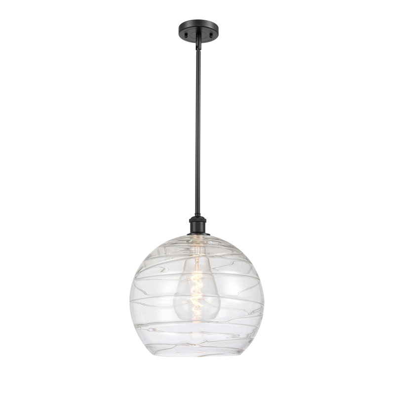 Luminaire suspendu sphérique 1 lumière Cindi, Oui, Noir mat, Transparent