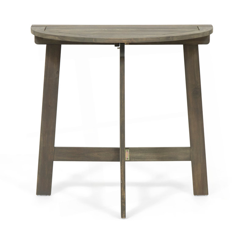 Outdoor Half-Round Folding Acacia Wood Bistro Table, Grey Finish
