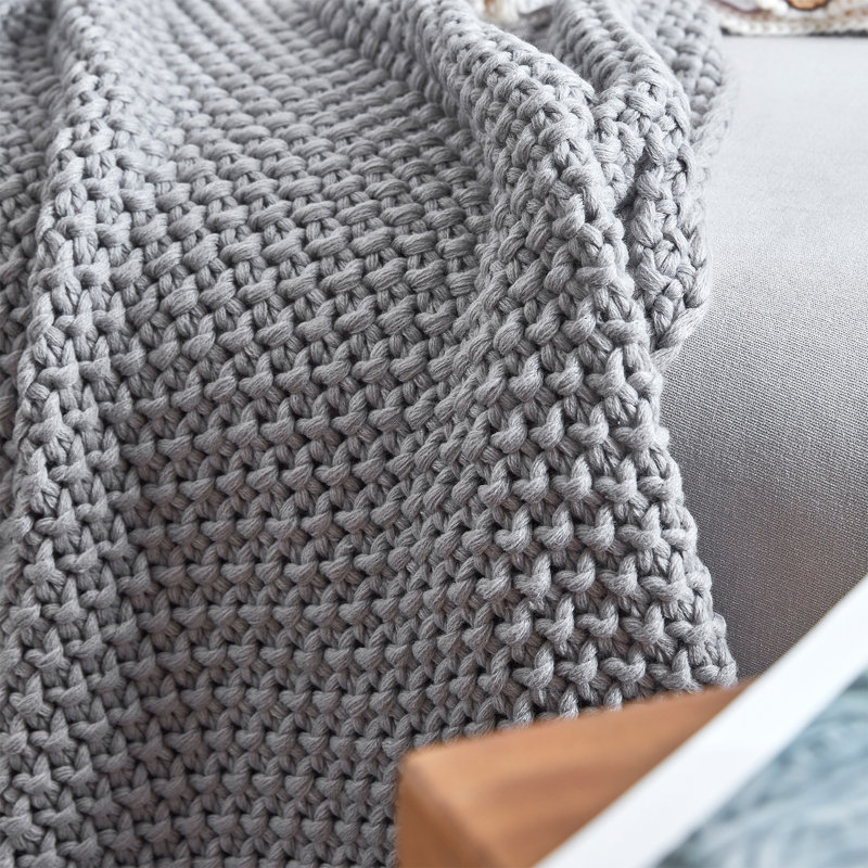 Chunky Knit Throw Blanket, Gray