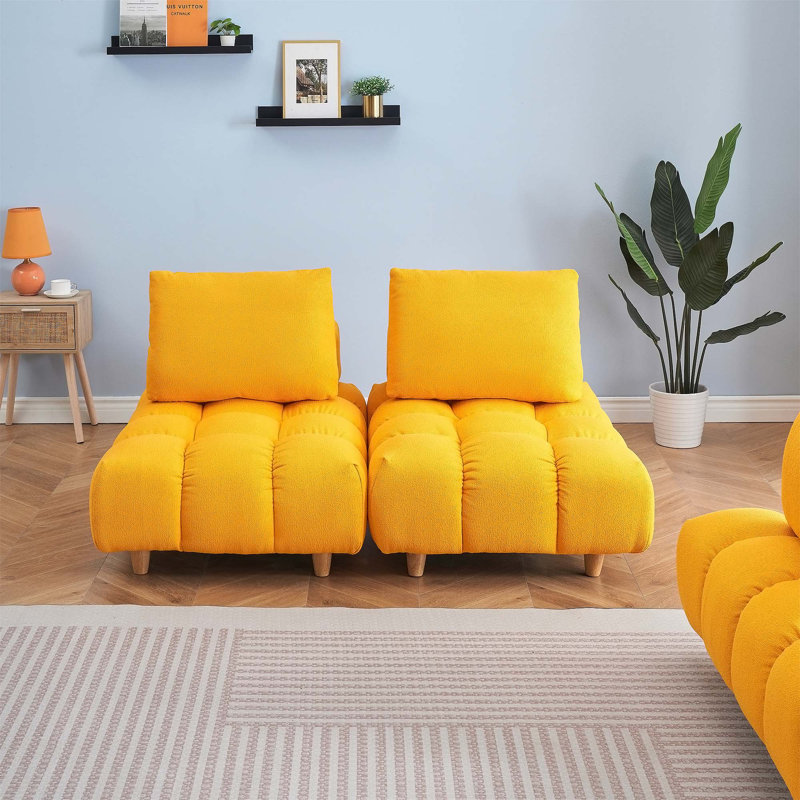 Grand canapé rembourré, Jaune, 2, H 29,5 po x l 60 po x P 40,2 po