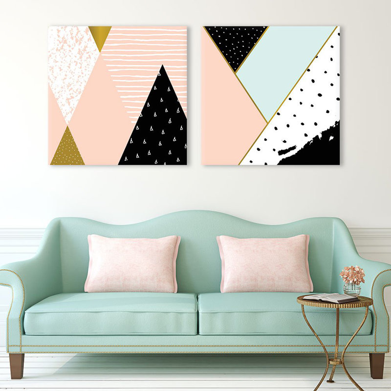 " Fresh Colour Geometry Patterns Patterns " 2 - Pieces, 12" H x 24" W x 1.5" D