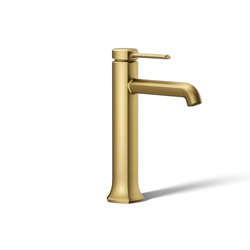 Occasion Tall Single-Handle Vessel Sink Bathroom Faucet with Drain Assembly, Vibrant Brushed Modern Brass, 1.0 GPM 