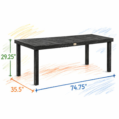 Table de salle à manger d'extérieur pour 8 personnes 75 "x 35" Outsunny