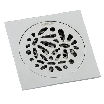 Kingston Brass Watercourse 4-Inch Square Grid Shower Drain with Hair Catcher