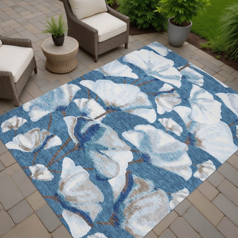 Machine Washable Indoor/Outdoor Chantille ACN2405 Botanical Rug, Rectangle 10' x 14'