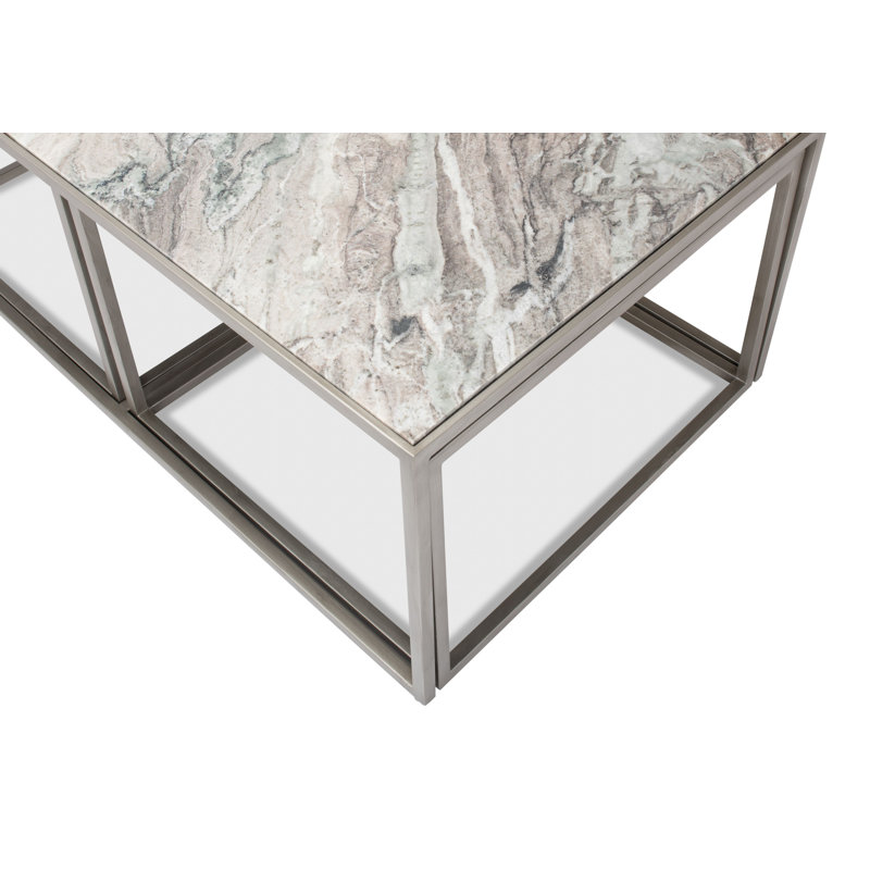 3-Piece Marble Top Nesting Coffee Table Set