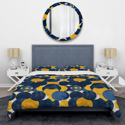 Blue Yellow Modern Circles III - Modern Duvet Cover Set