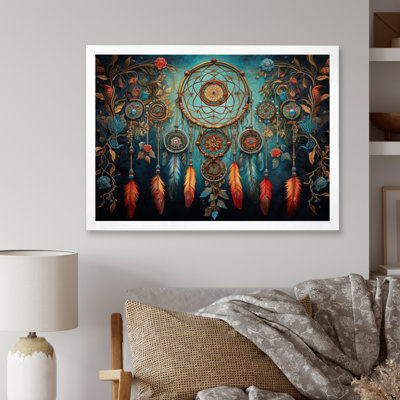 «Teal Dream Catcher Folklore Whispers I», reproduction sur toile