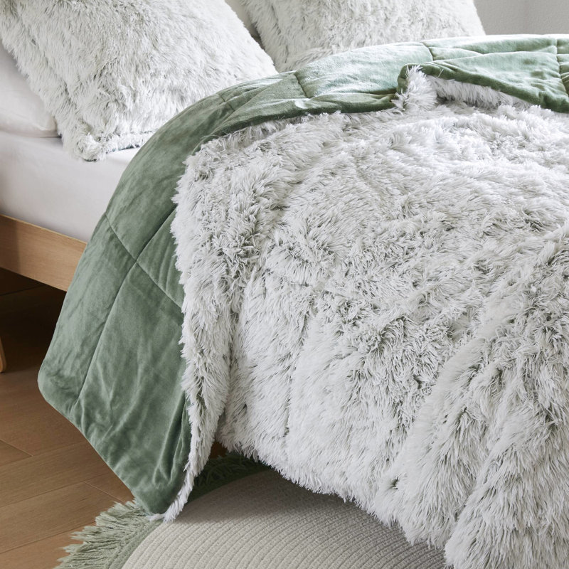 Ensemble de 2 édredons en fausse fourrure 2 pièces pour lit simple / simple TG / blanc et lavable à la machine TG / blanc