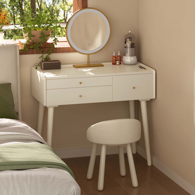 Meuble-lavabo en bois massif avec tiroirs de rangement MCM, L 29 po, Blanc