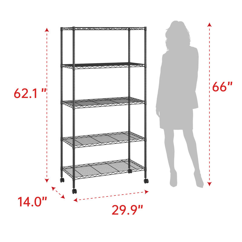 Étagère en métal H 60 po x l 30 po x P 14 po Konnor, support de rangement autoportant robuste, organisateur de tablettes de garage et de maison réglable pour la cuisine, le garde-manger et la buanderie