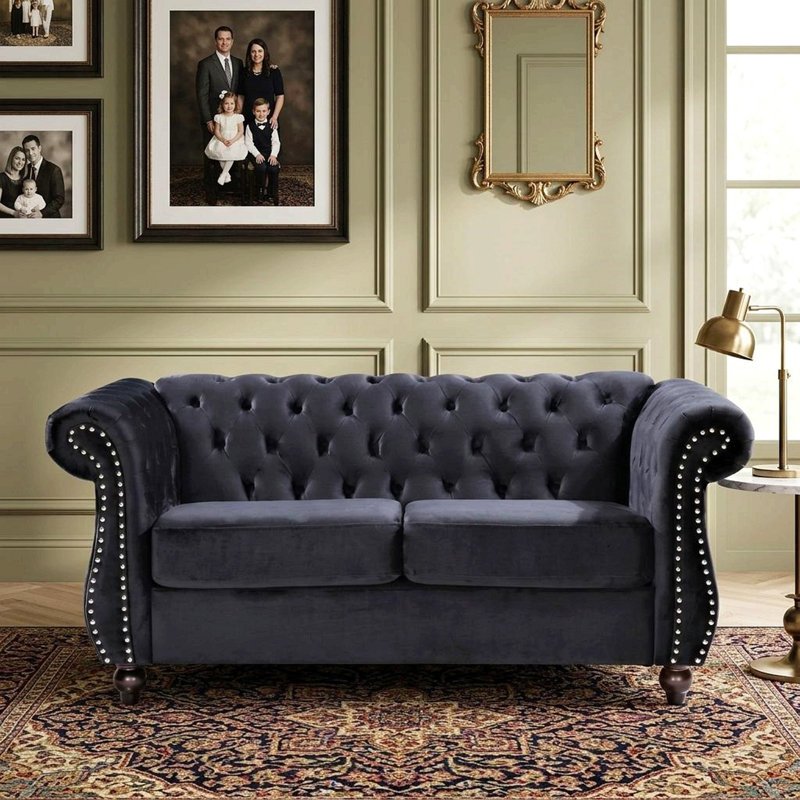 Fauteuil d'appoint Chesterfield, Velours noir
