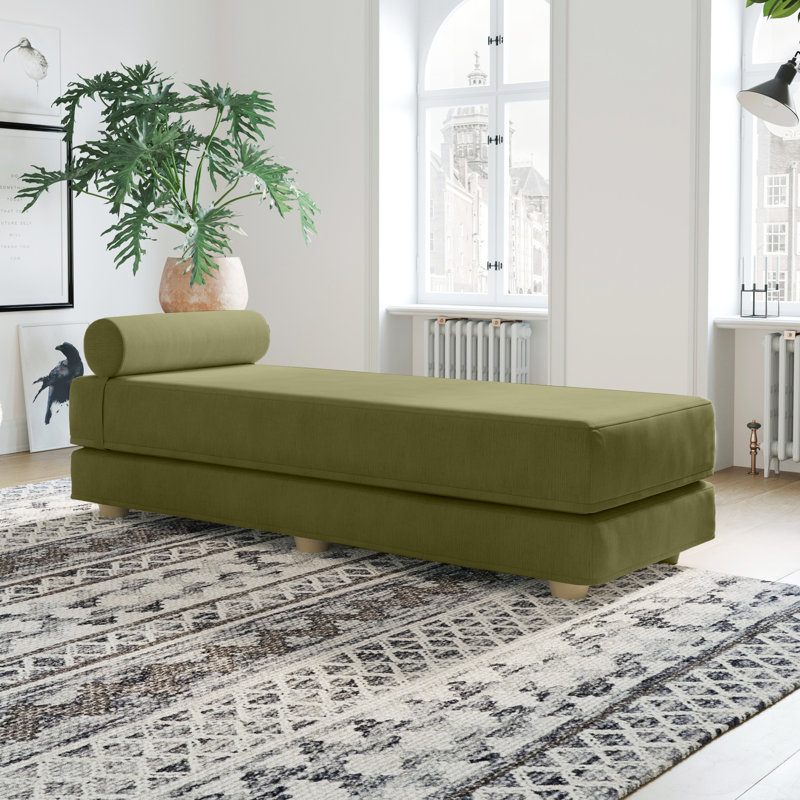 Kaylena Convertible Daybed - Fold Out Sleeper with Queen Size Memory Foam Mattress & Pillows, Moss