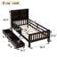Lit plateforme simple avec tableau noir, bois massif, tiroirs de rangement, tablettes, amusement enfantin et conception peu encombrante, espresso-748820689-748820693