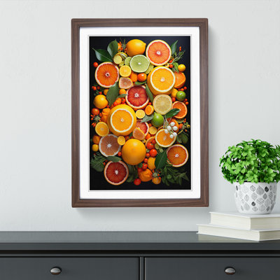 Citrus Fruits Tachisme - Single Picture Frame Print on Wood