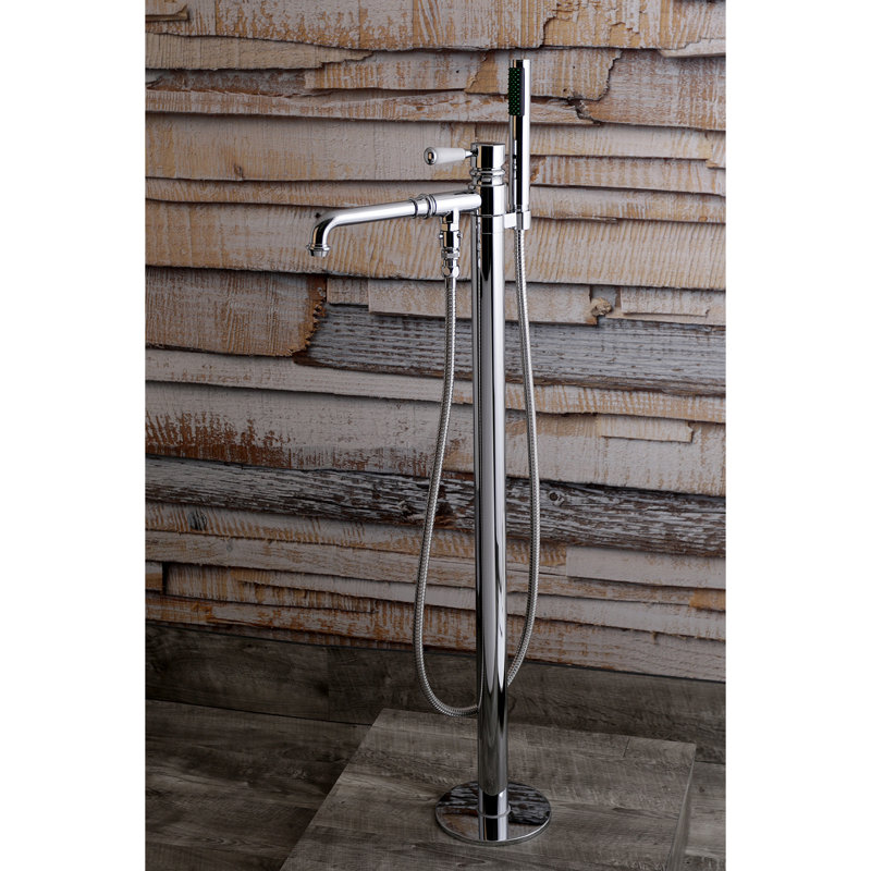 Robinet de baignoire autoportant à 1 trou avec douche à main Kingston Brass Paris, Chrome