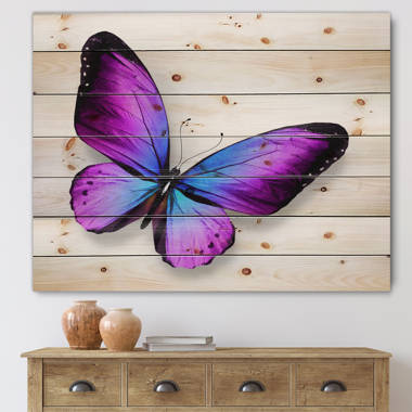 Vibrant Blue Butterfly - Modern Metal Circle Wall Art East Urban Home Size: 11 H x 11 W x 1 D