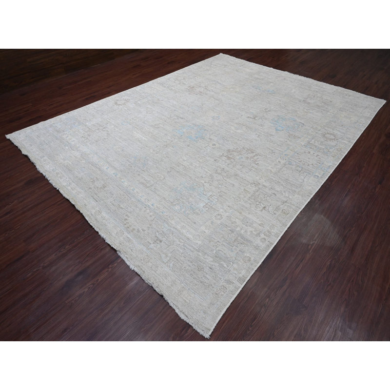 Tapis gris en laine noué à la main 9 pi x 11 pi 10 po angora angora 659B72A4E0C24368B2454F41C0EADF62